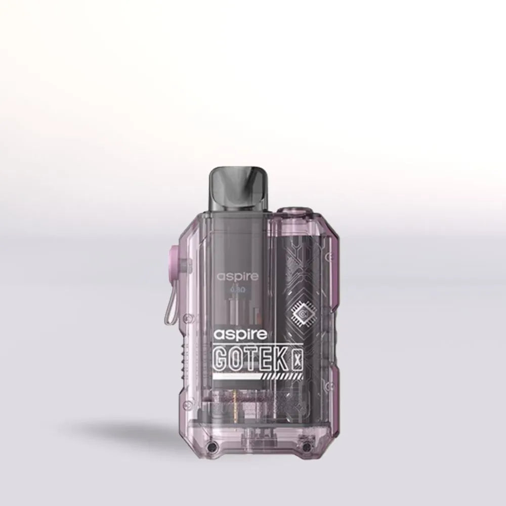 Aspire Gotek X pink vape device with 'aspire' branding on a light gray background