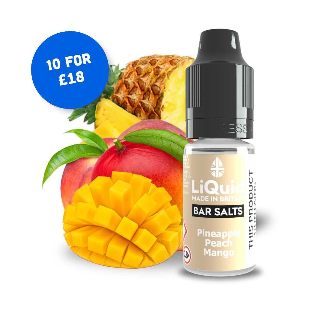 
Pineapple, Peach & Mango Bar Salt Vape Juice Nic Salt