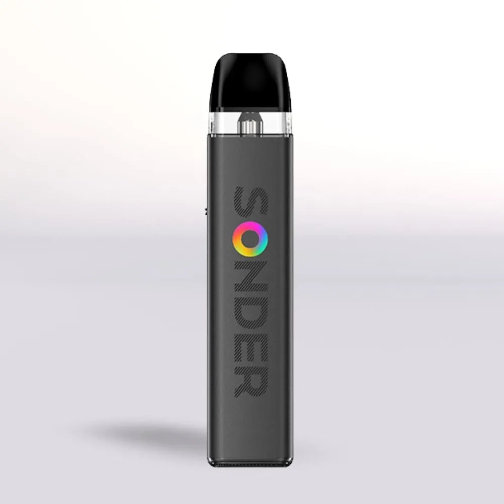 Black Geek Vape Sonder vape device with 'Sonder' branding on a light gray background