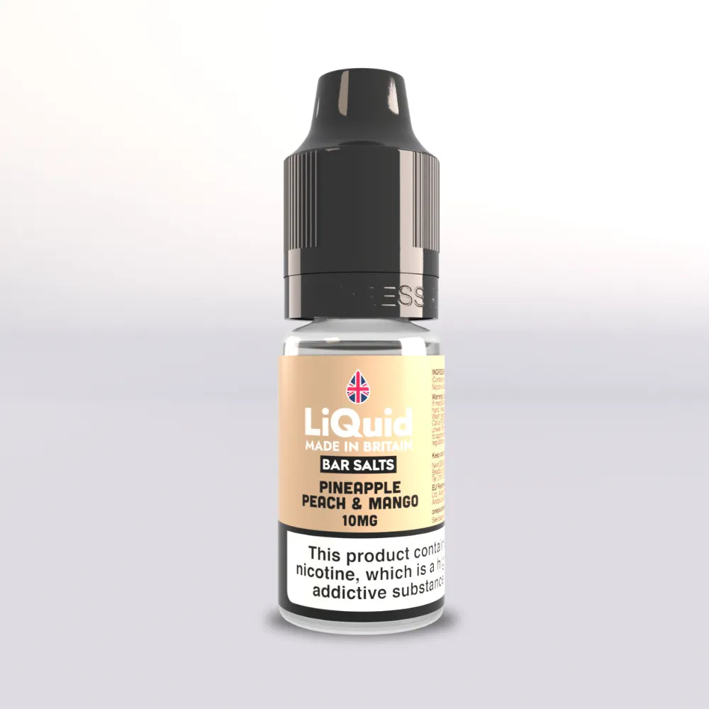 LiQuid Bar Salts Vape Juice 10ml - Pineapple Peach & Mango 10mg LiQuid UK Made