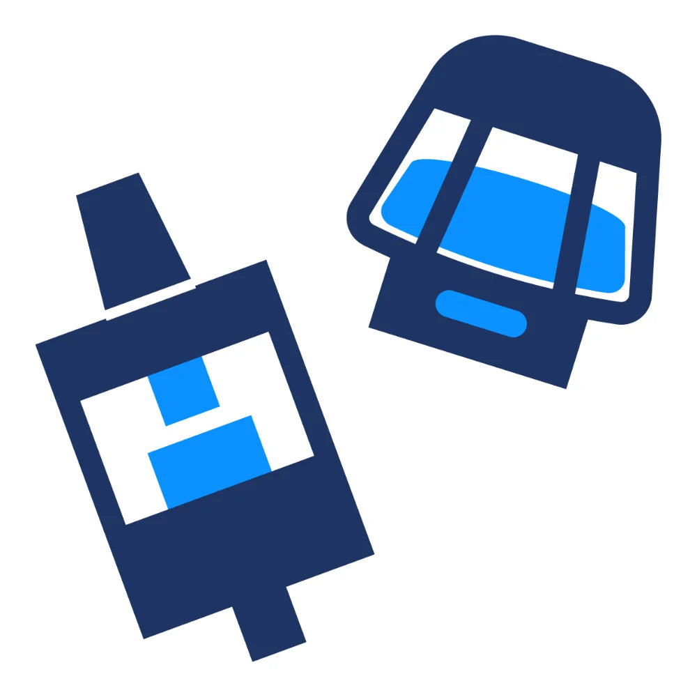 An icon of a vape pod and pen tank filled partially