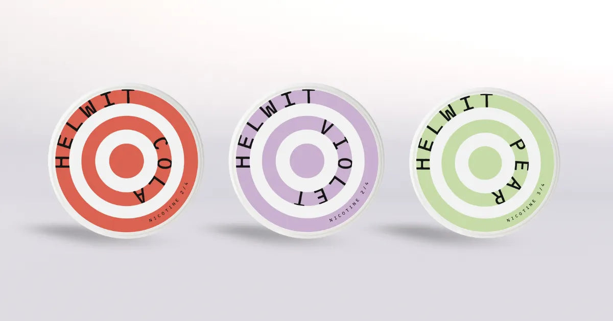 Helwit Nicotine Pouches in Cola, Violet and Pear