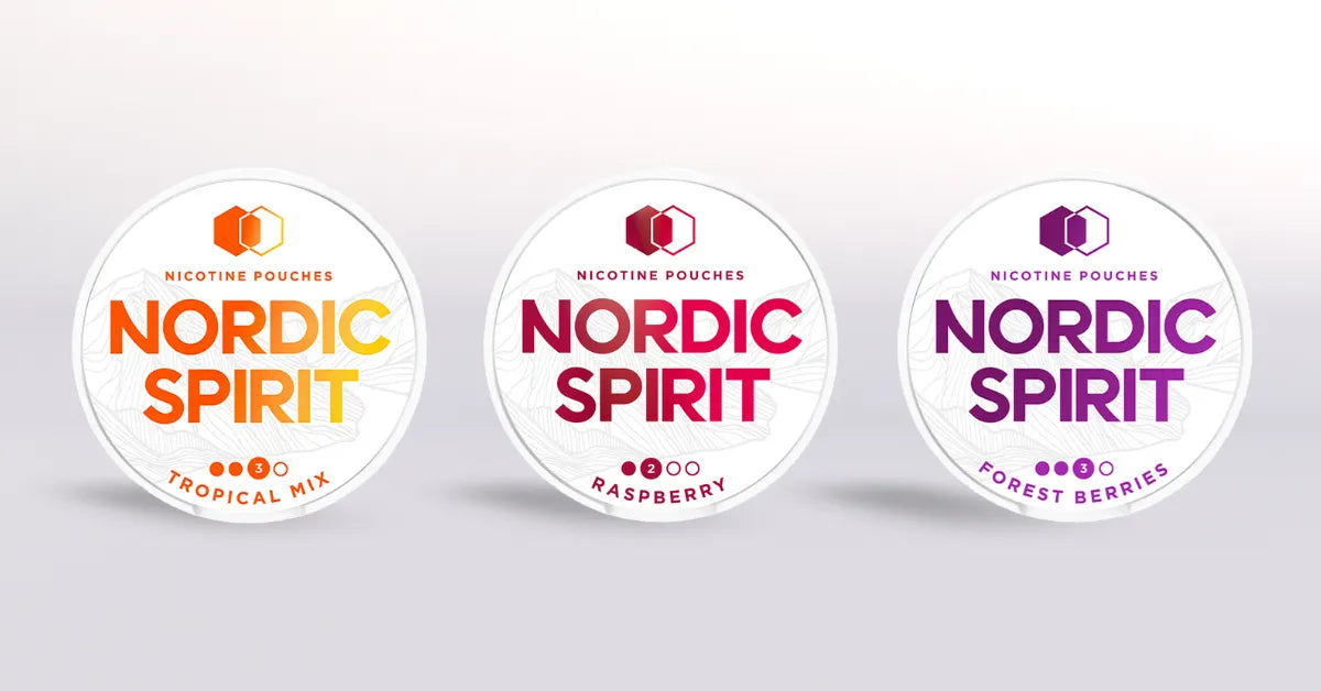 Nordic Spirit Nicotine Pouches in Tropical Mix, Raspberry and Forest Berries