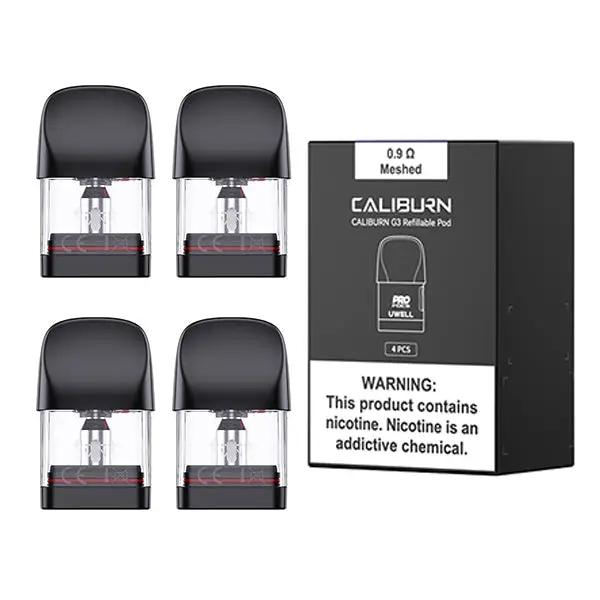 
Image showing a 0.9Ohm Uwell Caliburn G3 Refillable Pod 4Pcs/Pack