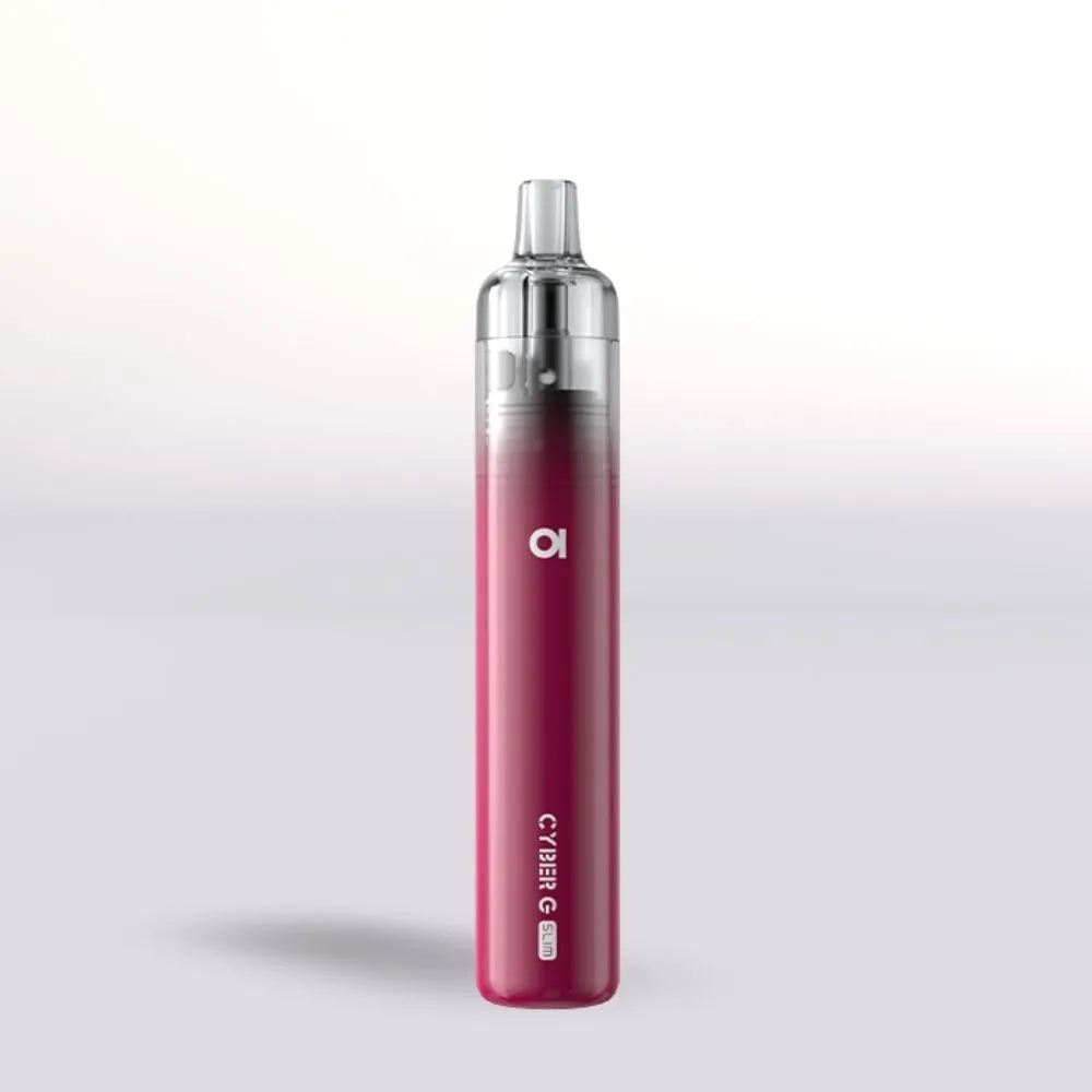 Red Aspire Cyber G Slim vape device with a silver top on a light gray background