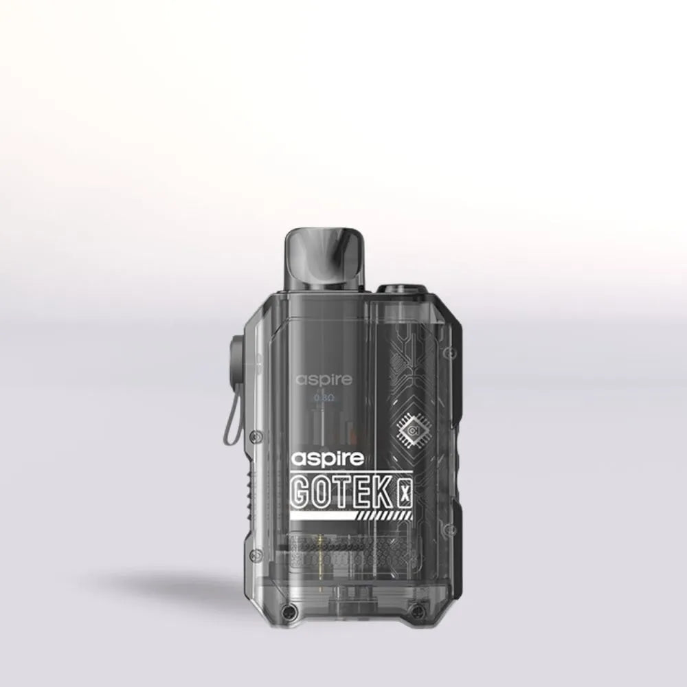Black Aspire Gotek X vaping device on a white background