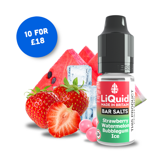 
Strawberry, Watermelon & Bubblegum Ice Bar Salt Vape Juice Nic Salr