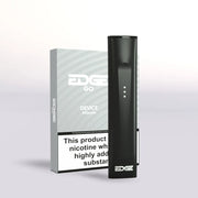 Black Edge Go vaping device with packaging on a light gray background