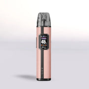 Rose gold Elf Bar Elfx Pro device with digital display on a light gray background