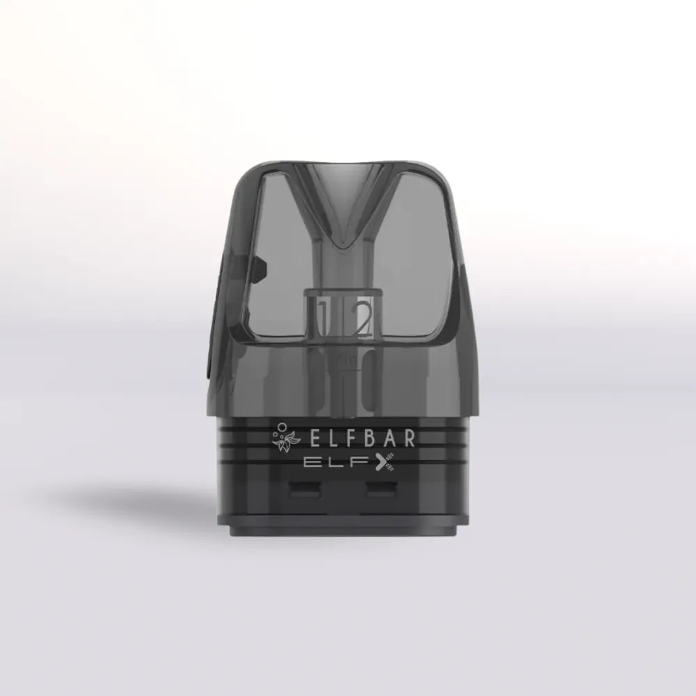 Black ELF BAR ELF X pod device on a light gray background