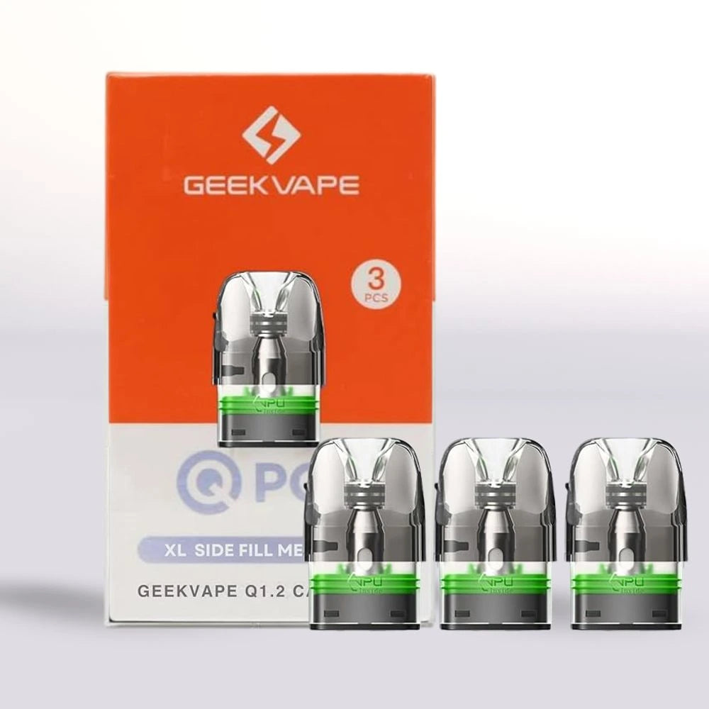 Geekvape Q1.2 Coils packaging with orange box and clear coils on a white background