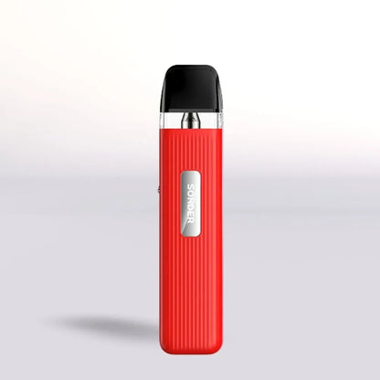 
Red Geek Vape Sonder Q vape device with black top on a light gray background