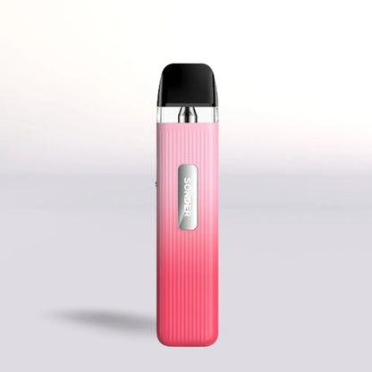 
Pink Geek Vape Sonder Q vape device with black top on a light gray background