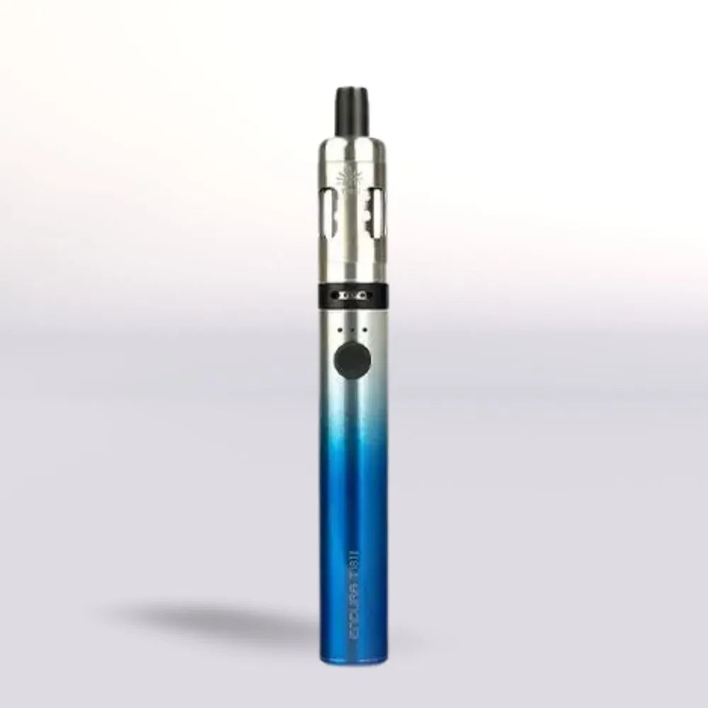 Gradient blue to silver INNOKIN Endura T18 II vape device on a light gray background