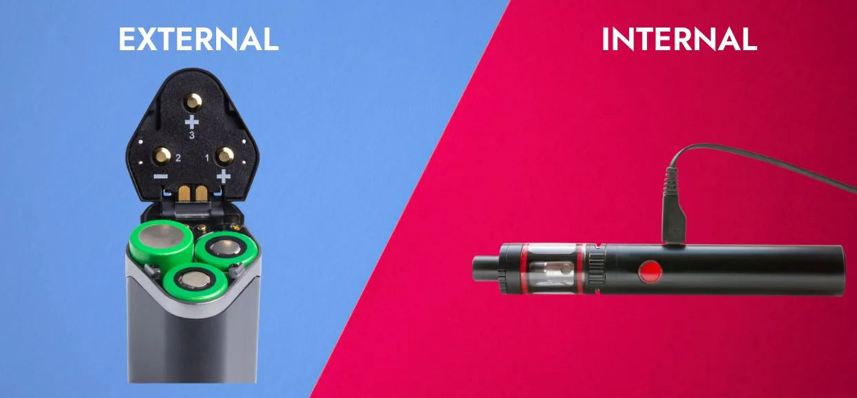 An image comparing external and internal vape batteries