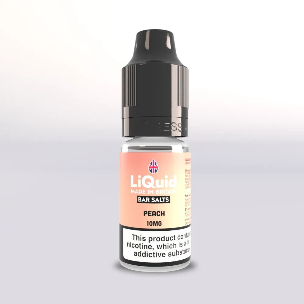 Peach - Nicotine Salt Vape Juice Bar Salts LiQuid UK Made 10ml 10MG 