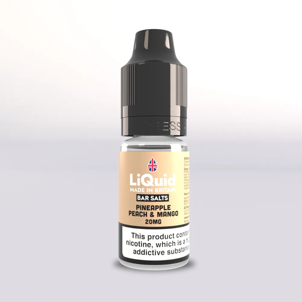 LiQuid Bar Salts Vape Juice 10ml - Pineapple Peach & Mango 20mg LiQuid UK Made 