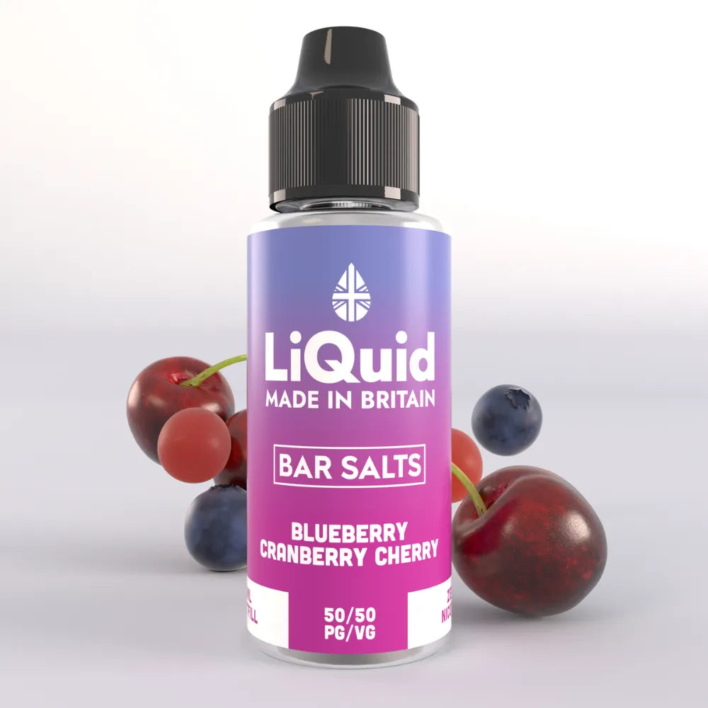 LiQuid Blueberry Cranberry Cherry Bar Salts Shortfill Vape Juice 100ml