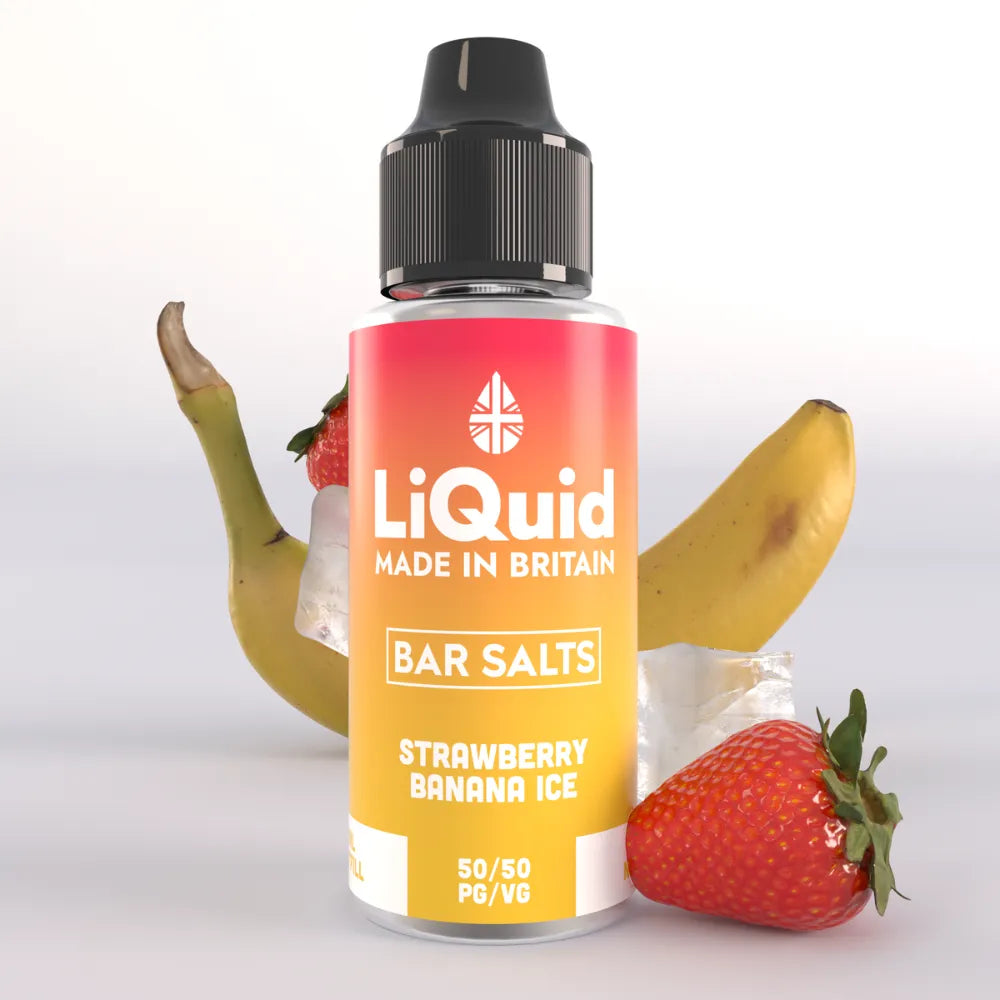 LiQuid Strawberry Banana Ice Bar Salts Shortfill Vape Juice 100ml