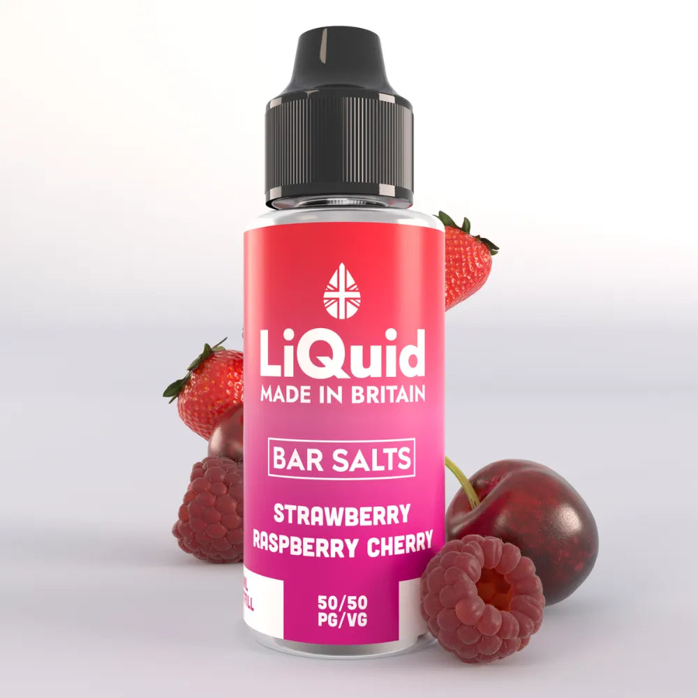 LiQuid Strawberry Raspberry Cherry Bar Salts Shortfill Vape Juice 100ml