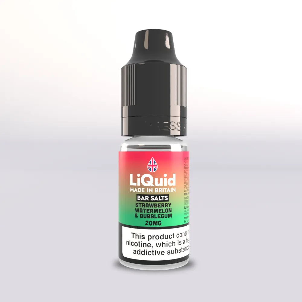 LiQuid Bar Salts Vape Juice 10ml - Strawberry Watermelon & Bubblegum 20mg