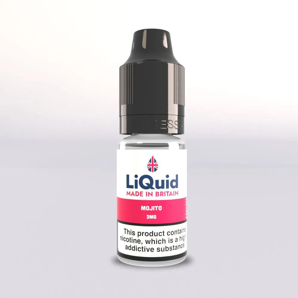 10ml E-liquid bottle with 'LiQuid' branding on a white background mojito 3mg