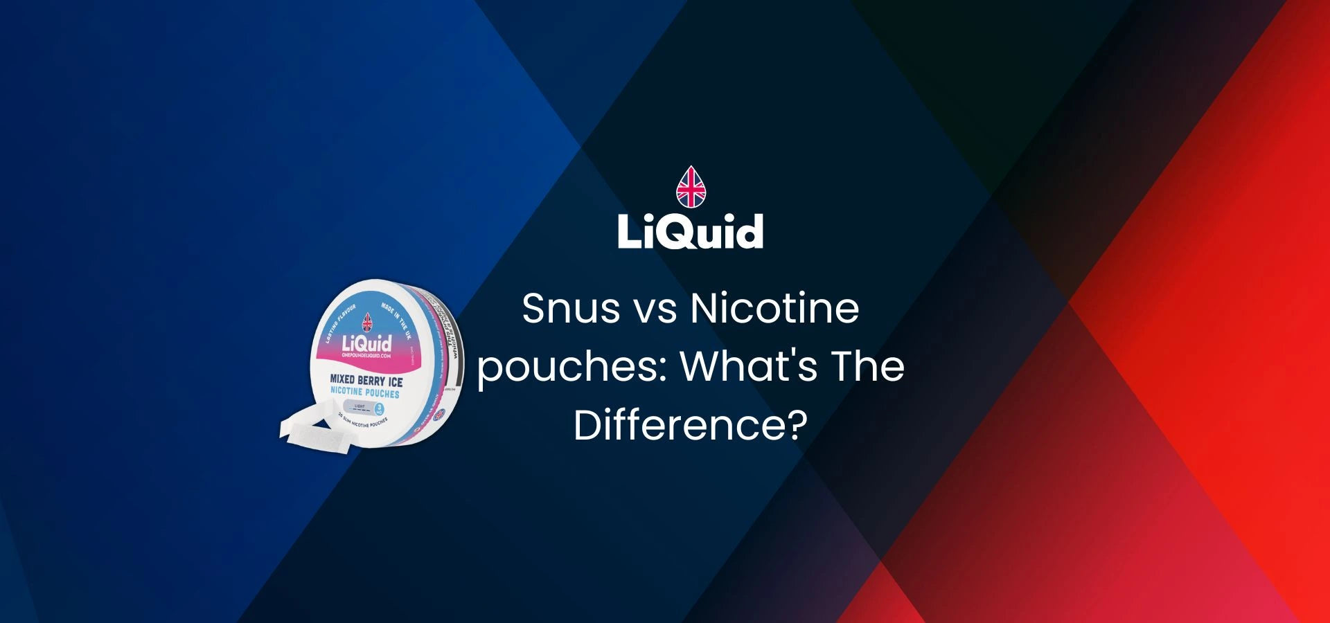 LiQuid logo with a product image and text on a geometric background