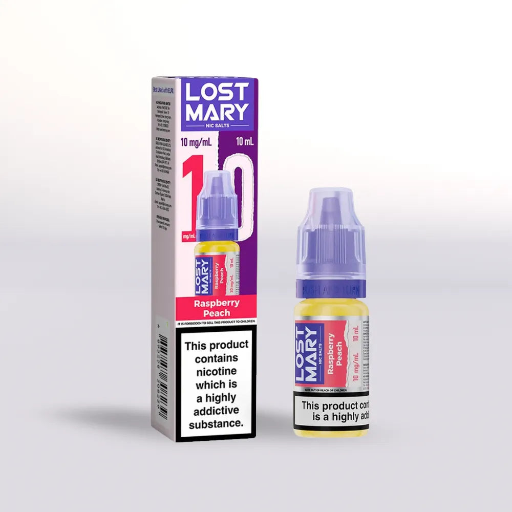 Lost Mary Raspberry Peach Nicotine Salt Vape Juice - 10mg