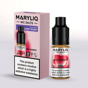 MARYLIQ 20mg Nic Salts Red Cherry e-liquid 10ml bottle and packaging on a white background