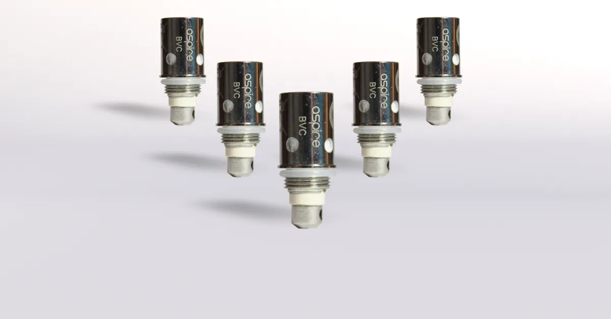 Aspire BVC Coils on a plain background - 5 Pack
