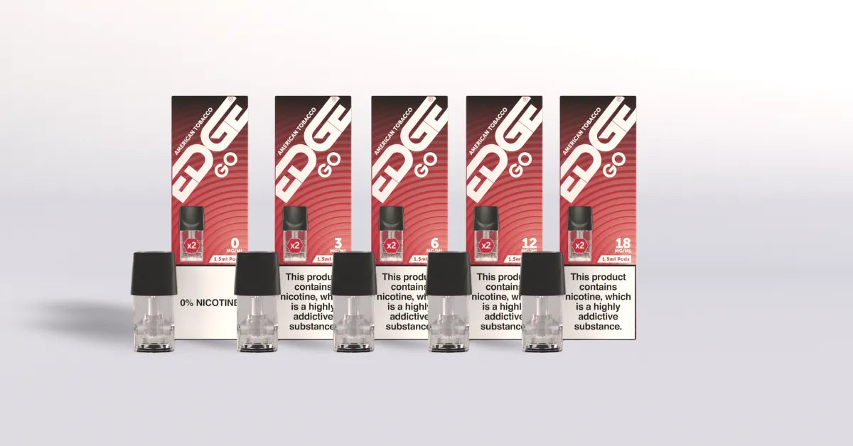 EDGE Go American Tobacco Prefilled Pods in 0mg, 3mg, 6mg, 12mg and 18mg
