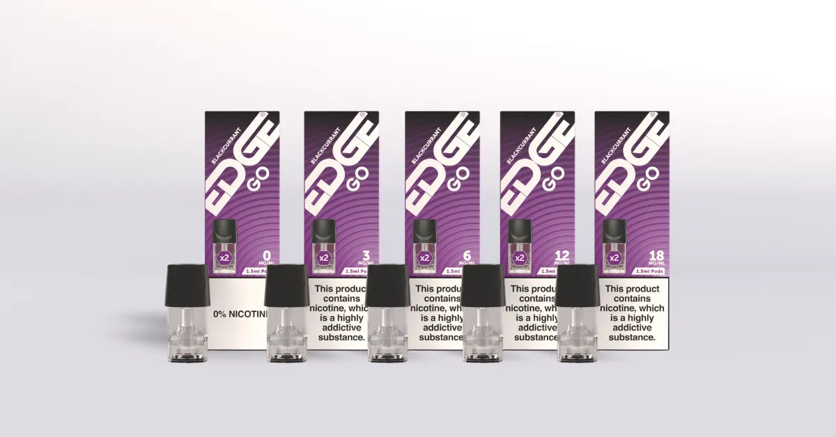 EDGE Go Blackcurrant Prefilled Pods in 0mg, 3mg, 6mg, 12mg and 18mg