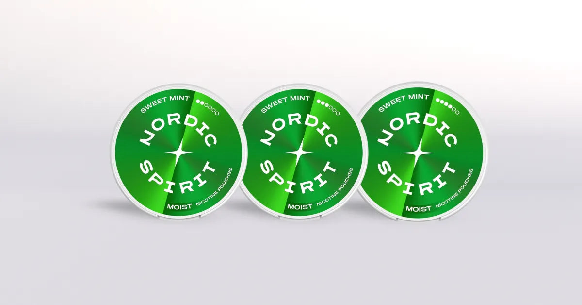 Three containers of Nordic Spirit sweet mint on a white background