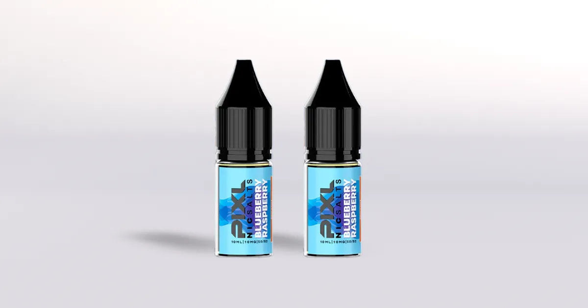 Two bottles of Rival Blueberry Lemonade nicsalt vape juice on a light gray background