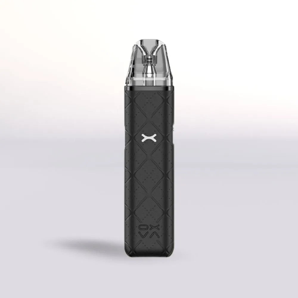 
Black Oxva Xlim Go Pod vape device on a light gray background