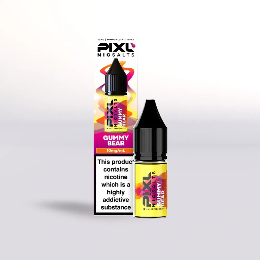 PXKL Nic Salts Gummy Bear vape juice bottle and packaging on a white background