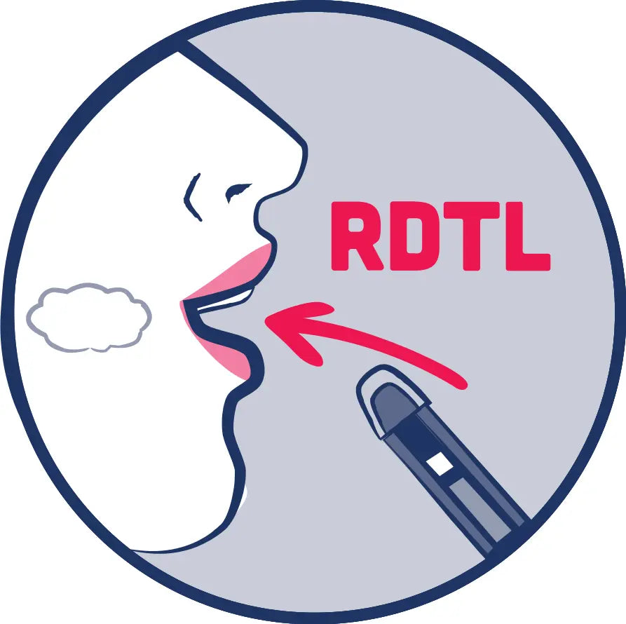Drawn graphic portraying RDTL vaping