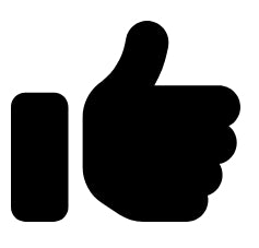 Black thumbs-up icon on a white background