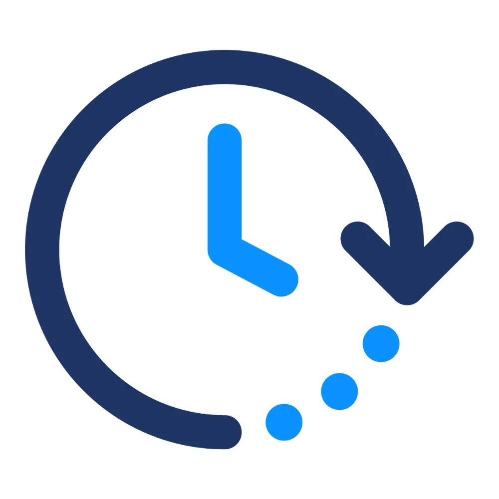 Icon of time with clockwise-pointing arrow