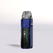 Vaporesso Luxe XR Max Blue Vape device with digital display on a light gray background