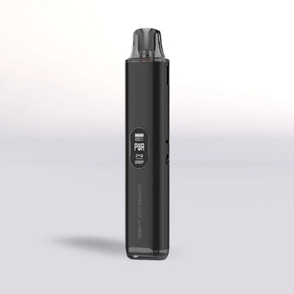 
Black Vaporesso Vibe Pod vape device on a light gray background