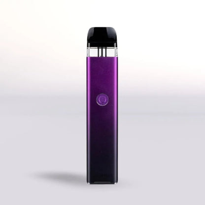 
Purple Vaporesso Xros 3 vape device on a light gray background