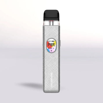 sgrey silk Vaporesso Xros 5 vape device on a light gray background