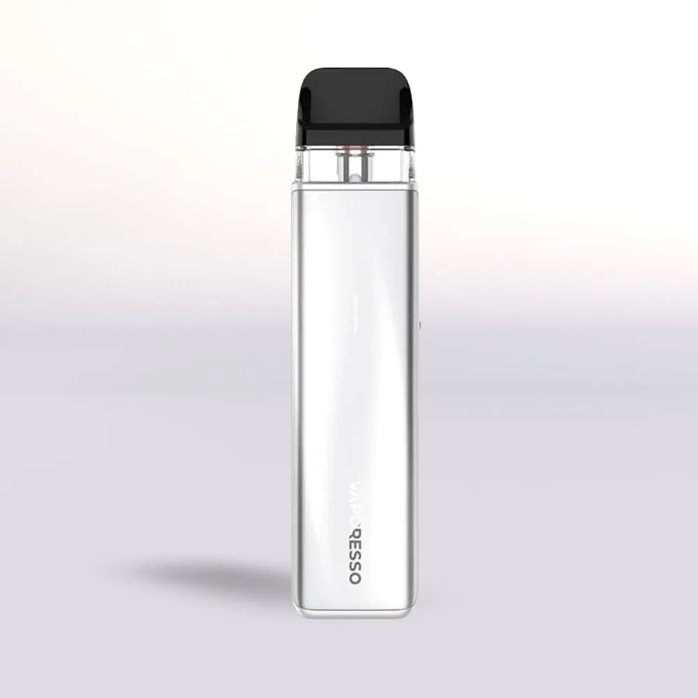 Titanium Silver Vaporesso Xros 5 Mini vape device with black top on a light gray background