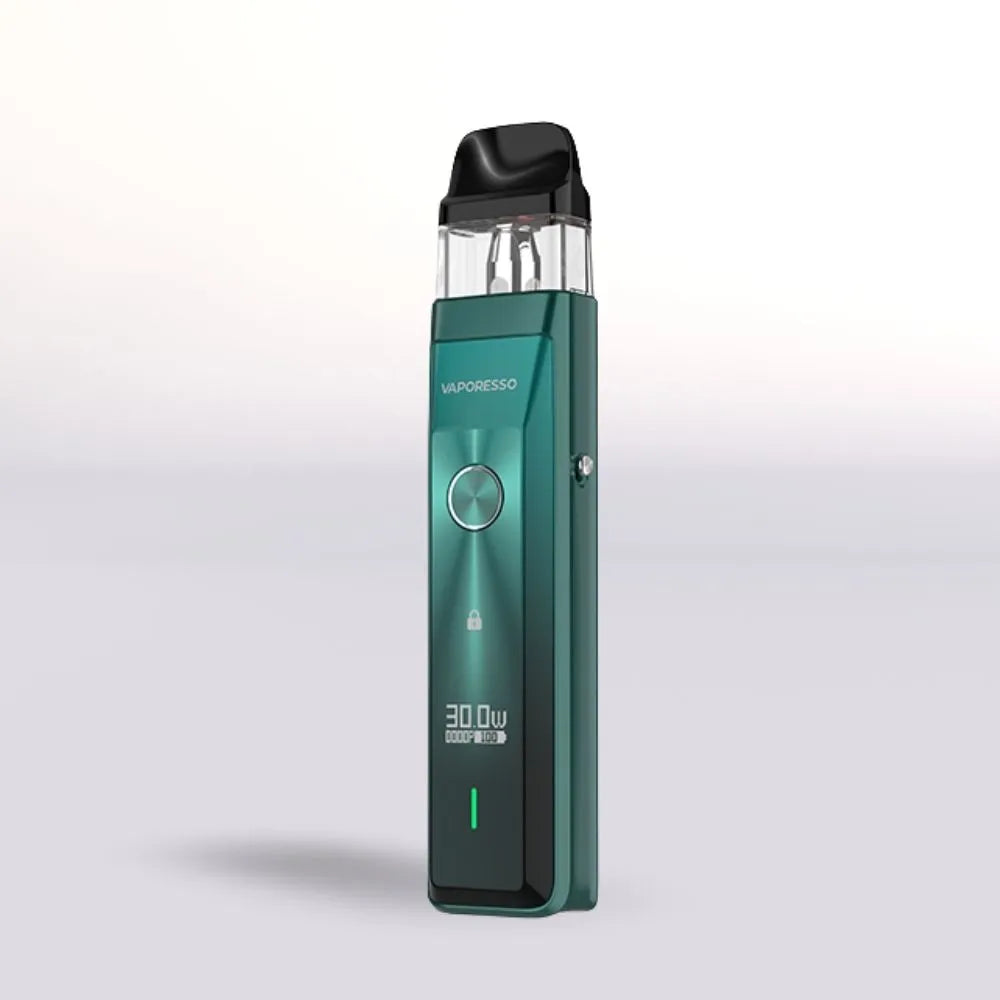 Vaporesso Xros Pro Green vape device with visible brand logo on a white background