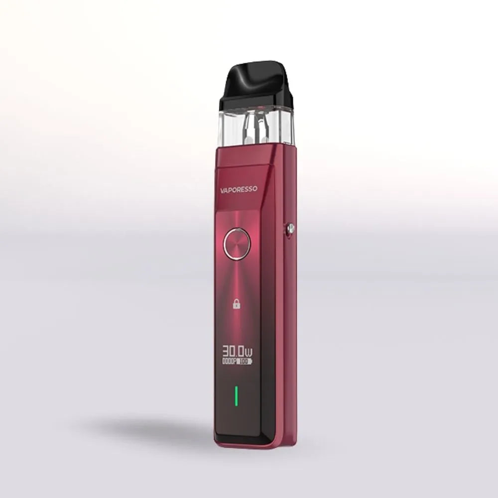 Vaporesso Xros Pro Red vape device with visible brand logo on a light gray background