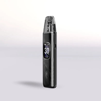 
Black VooPoo Argus G3 Vape device with digital display on a light gray background