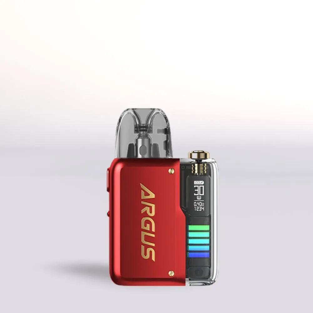 VooPoo Argus P2 Ruby Red ARGUS vaping device on a light gray background