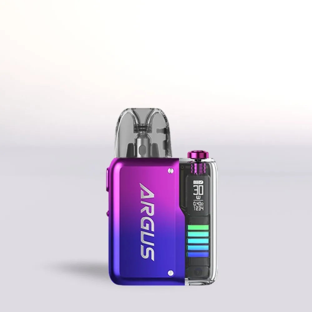 VooPoo Argus P2 Violet Purple ARGUS vaping device on a light gray background