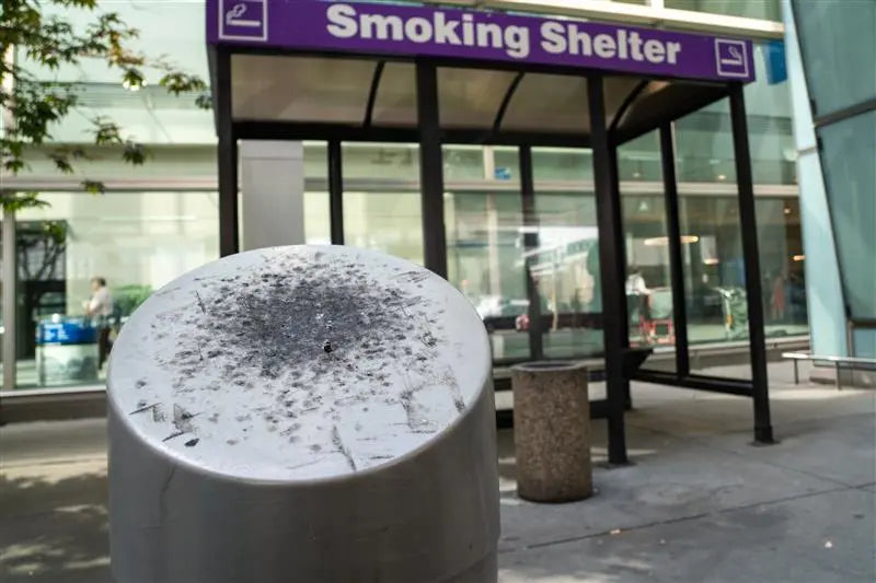 Smoking shelter stock image